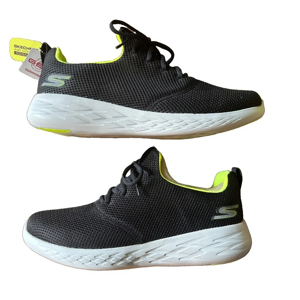 NWT Skechers GO RUN 600 Defiance Mens 10.5 Running Shoes Black Green Sneaker